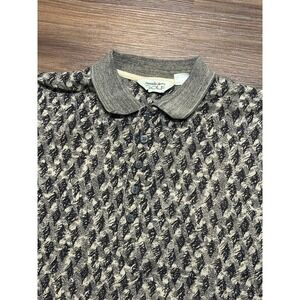 VTG 90s Reebok Golf Mens Polo Shirt Abstract Pattern Short Sleeve Brown Sz L